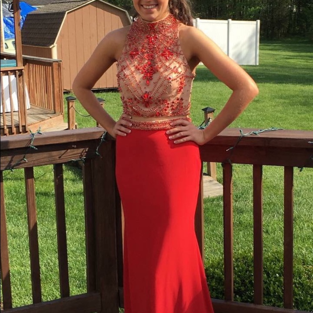 Two piece red prom dress-worn once